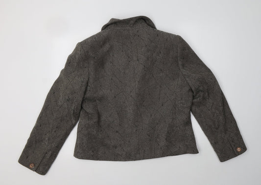 Preworn Womens Grey Geometric Jacket Blazer Size 18