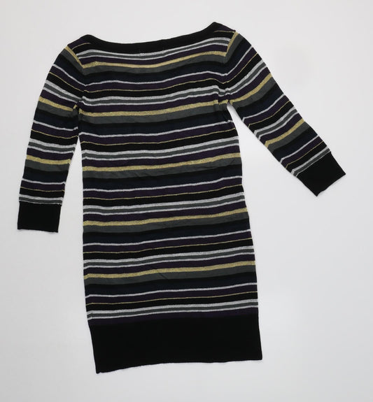 Soaked in Luxury Womens Multicoloured Striped Acrylic Jumper Dress Size S Boat Neck