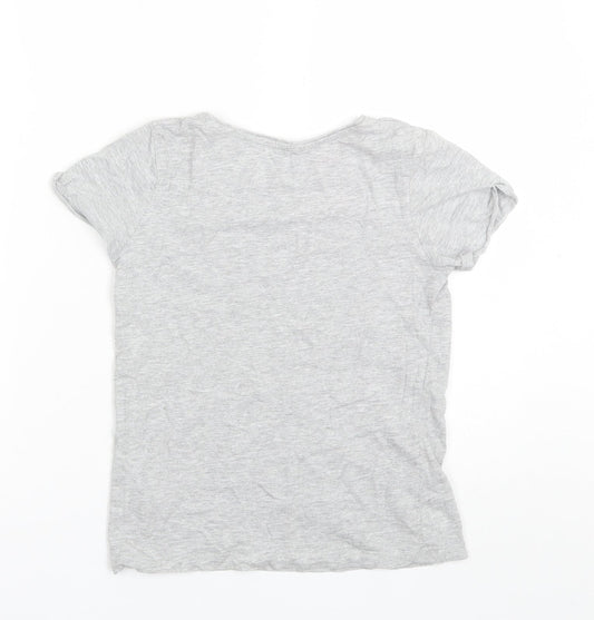 Primark Girls Grey Cotton Basic T-Shirt Size 10-11 Years Round Neck
