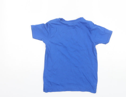 George Girls Blue Cotton Basic T-Shirt Size 6-7 Years Round Neck
