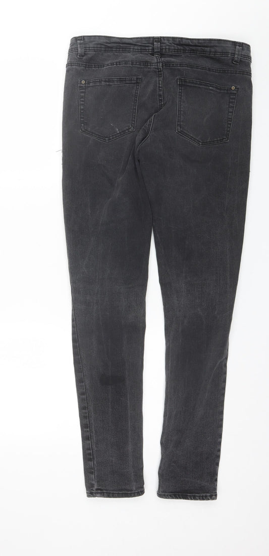 Preworn Womens Black Cotton Skinny Jeans Size 12 L31 in Regular