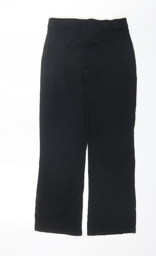 Marks and Spencer Womens Black Cotton Trousers Size 10 L29 in Regular