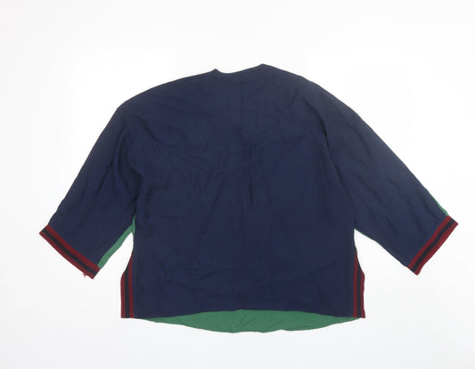 Marks and Spencer Womens Green Viscose Basic Blouse Size 12 V-Neck
