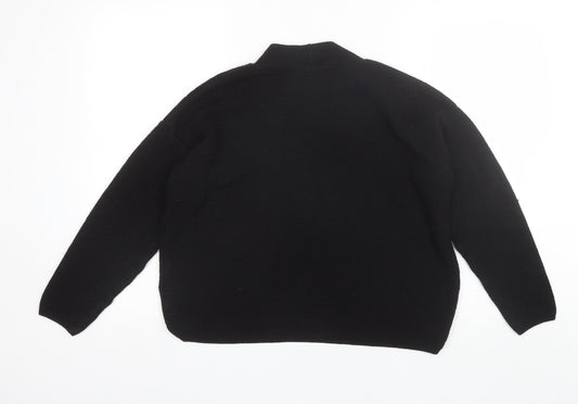 New Look Womens Black Mock Neck Acrylic Pullover Jumper Size 12