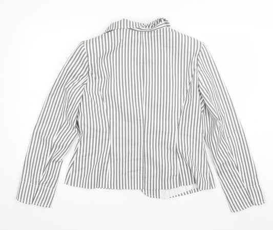 Damart Womens Grey Striped Jacket Blazer Size 16