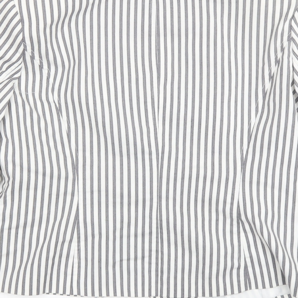 Damart Womens Grey Striped Jacket Blazer Size 16