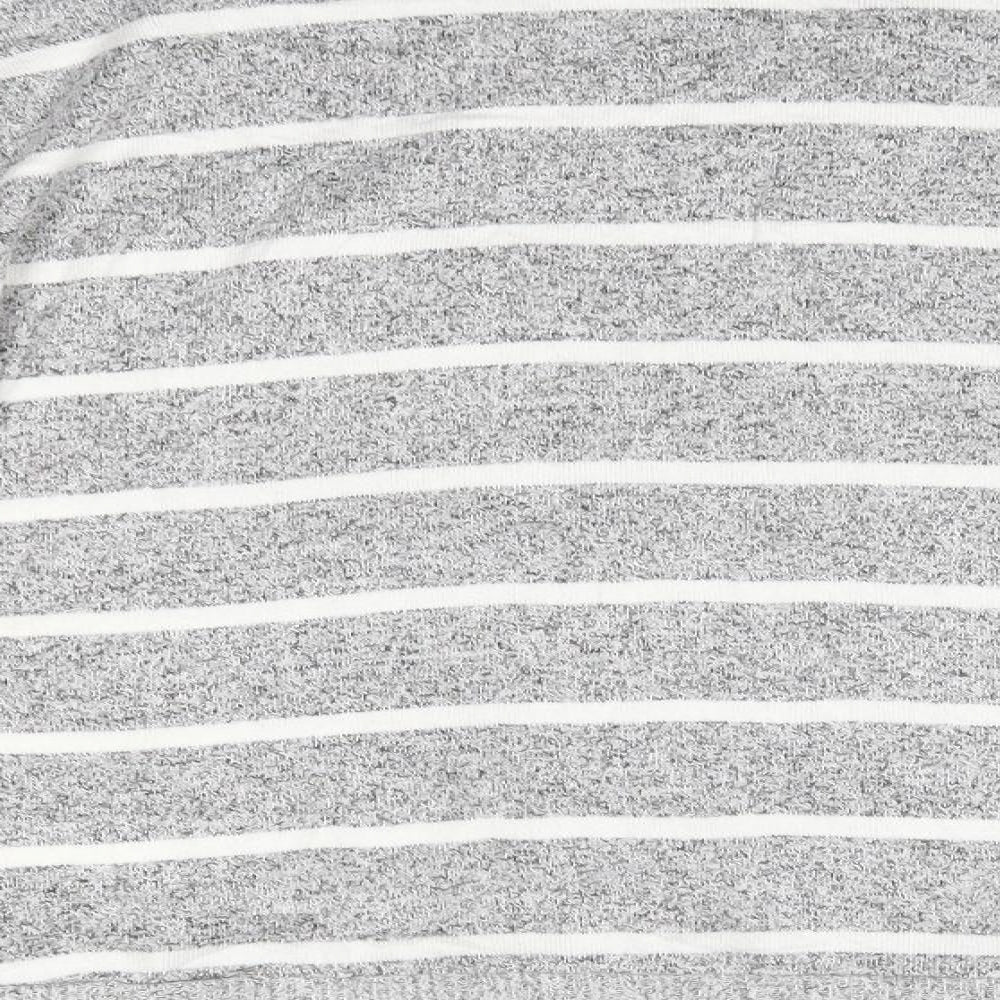 M&S Womens Grey Round Neck Striped Viscose Pullover Jumper Size 12 - The Lounge Edit