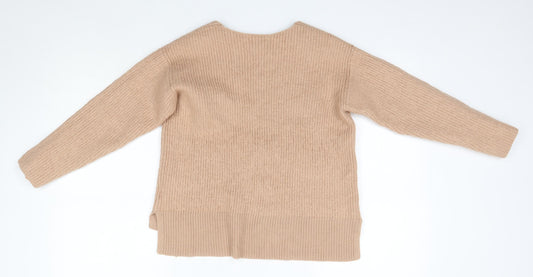 H&M Womens Pink V-Neck Acrylic Pullover Jumper Size S