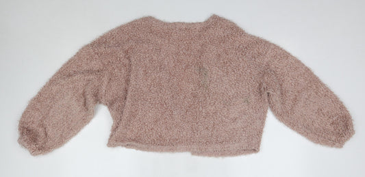 New Look Womens Pink V-Neck Polyester Cardigan Jumper Size M