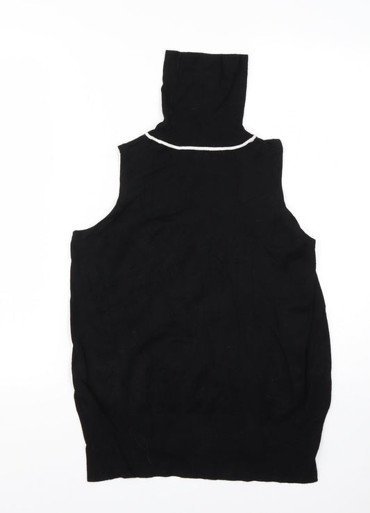River Island Womens Black Roll Neck Viscose Vest Jumper Size 8