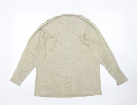 Casamia Womens Gold Round Neck Rayon Pullover Jumper One Size