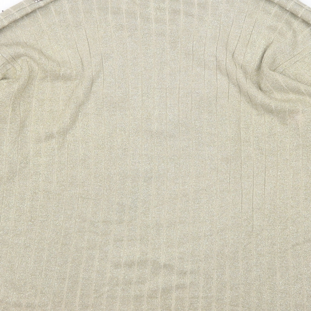 Casamia Womens Gold Round Neck Rayon Pullover Jumper One Size