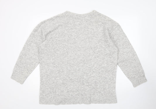 New Look Womens Grey Round Neck Cotton Pullover Jumper Size 16