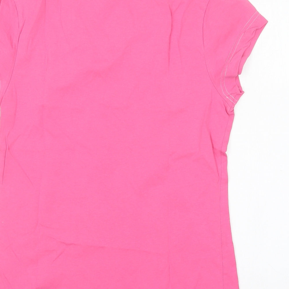 Great Britain Womens Pink Cotton Basic T-Shirt Size 12 V-Neck