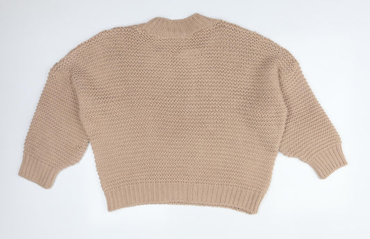 Missguided Womens Brown Mock Neck Acrylic Pullover Jumper Size S
