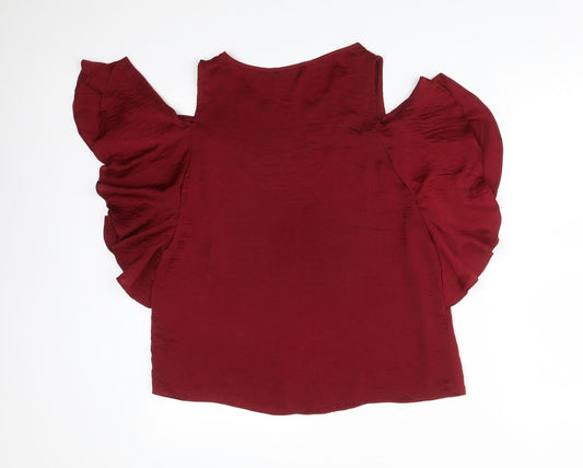 Papaya Womens Red Polyester Basic T-Shirt Size 12 Round Neck