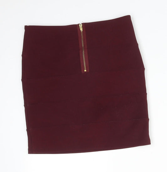 Topshop Womens Red Polyester Straight & Pencil Skirt Size 10