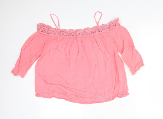 New Look Womens Pink Viscose Basic T-Shirt Size 12