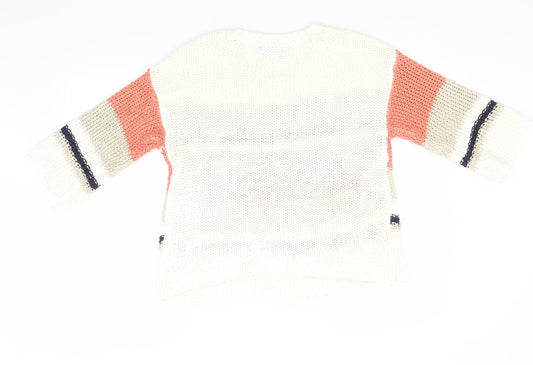Dorothy Perkins Womens Pink Round Neck Striped Acrylic Pullover Jumper Size 16