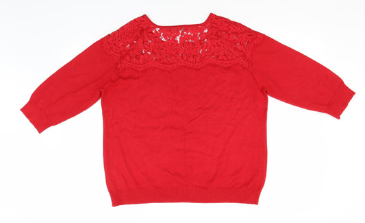 Bonmarché Womens Red Viscose Pullover Hoodie Size M