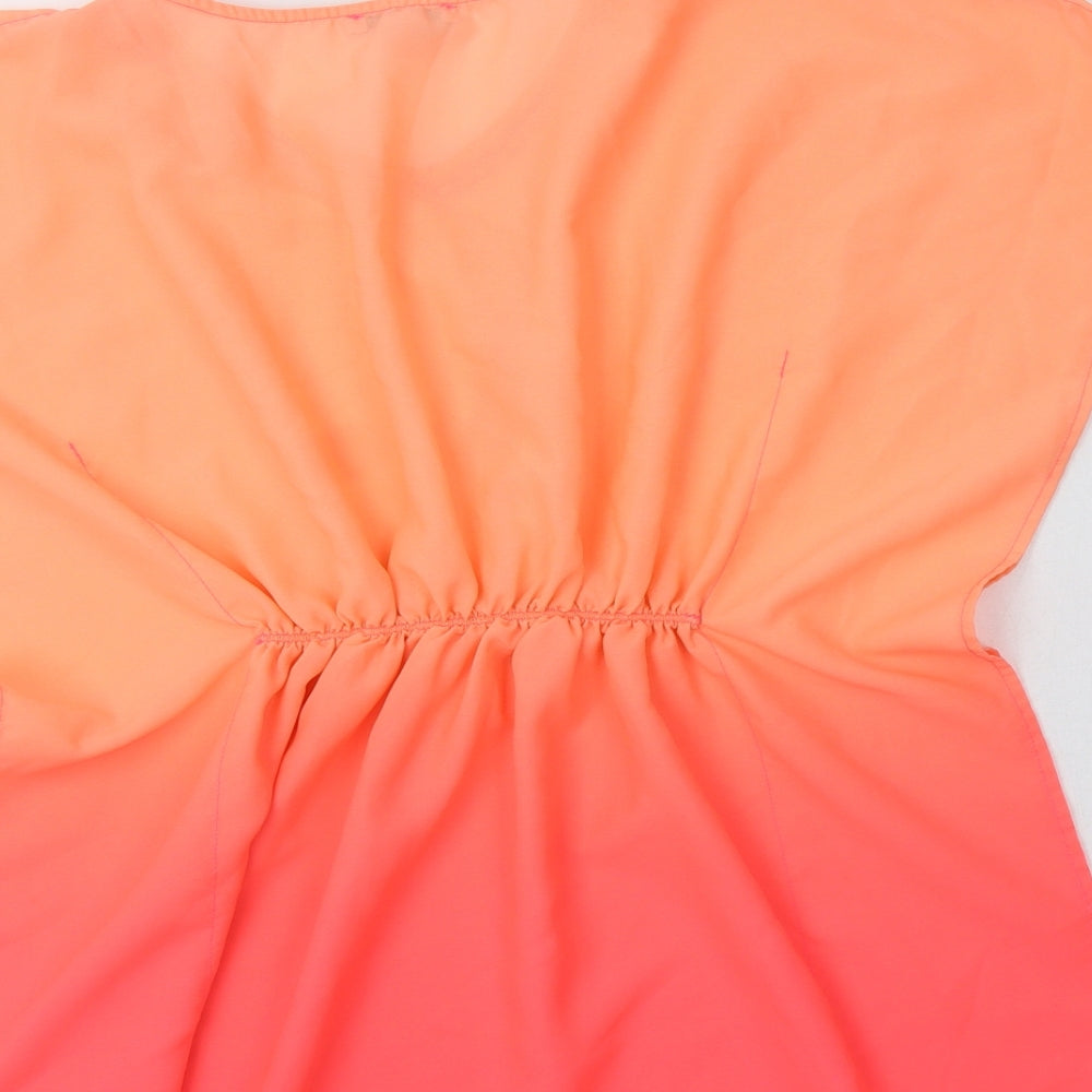 Primark Girls Orange Polyester Tunic Blouse Size 8-9 Years V-Neck - Embellished Collar