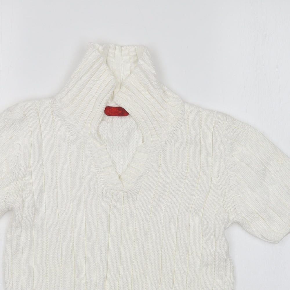 Lee Cooper Womens White V-Neck Cotton Pullover Jumper Size S