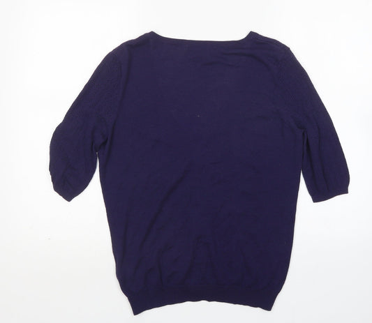 H&M Womens Purple V-Neck Modal Cardigan Jumper Size L