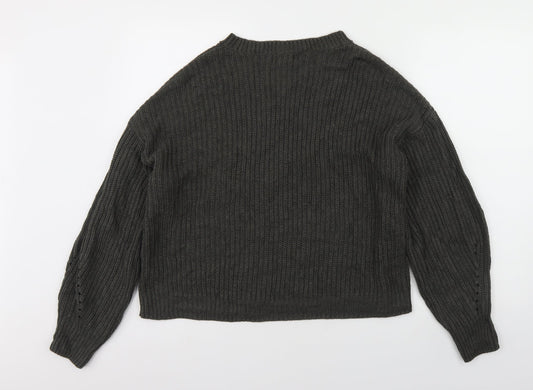 New Look Mens Green Round Neck Acrylic Pullover Jumper Size M