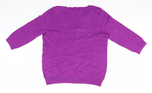 Marks and Spencer Womens Purple Round Neck Viscose Pullover Jumper Size 14