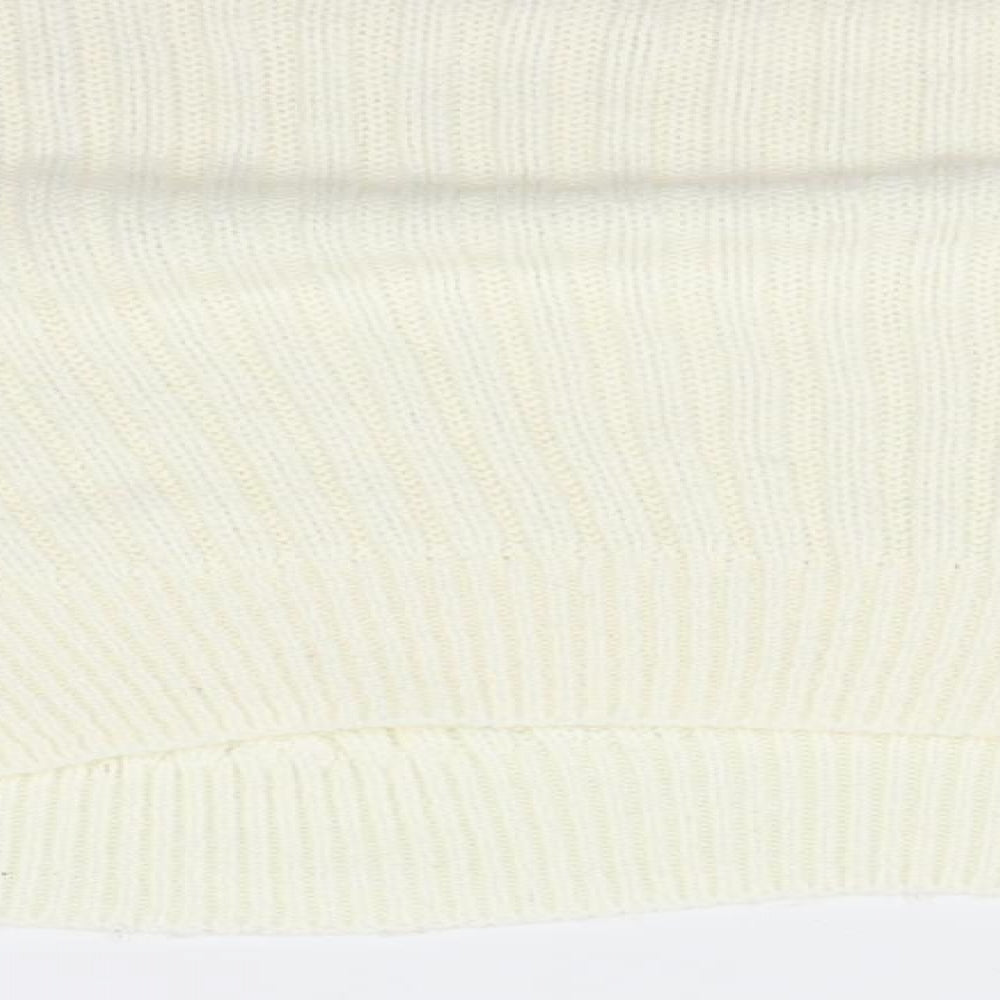 Preworn Womens Ivory Round Neck Acrylic Pullover Jumper Size L