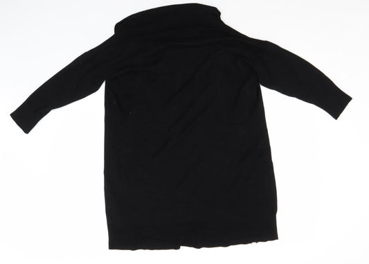 Preworn Womens Black Round Neck Viscose Cardigan Jumper Size S