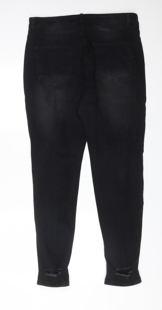 JEANS Womens Black Cotton Skinny Jeans Size XL L29 in Regular