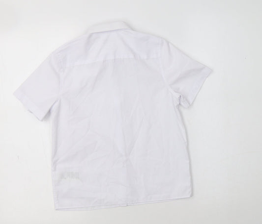 M&S Boys White Polyester Basic Button-Up Size 7-8 Years Collared - School Wear