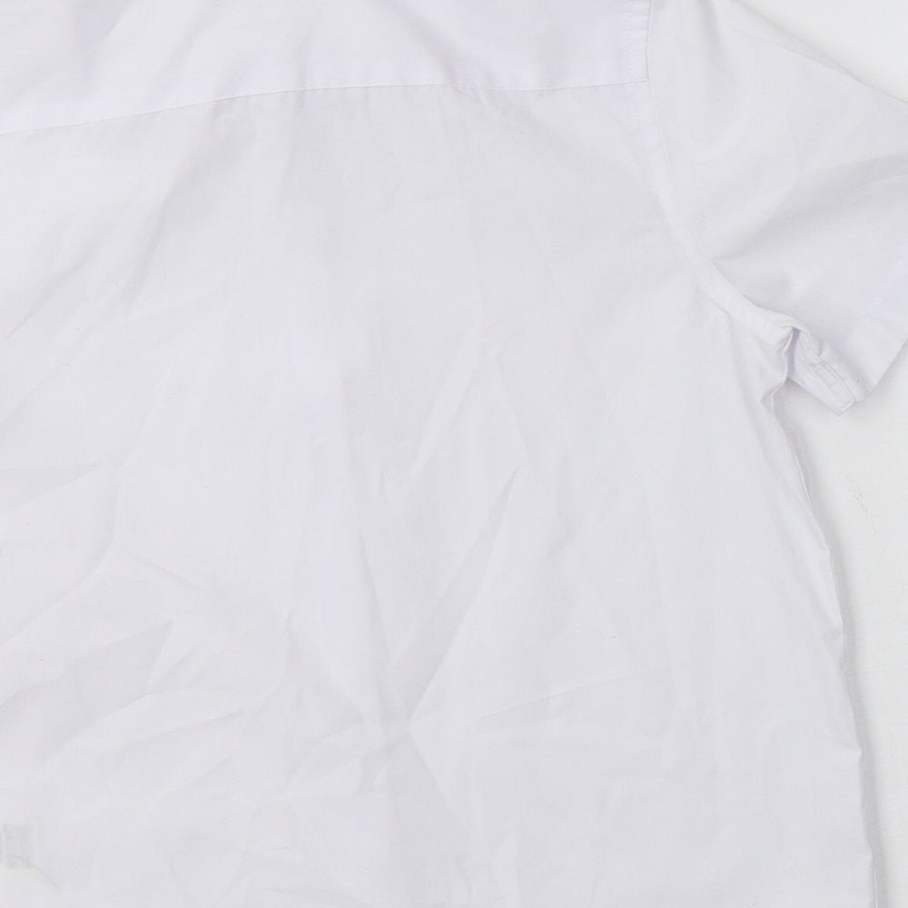 M&S Boys White Polyester Basic Button-Up Size 7-8 Years Collared - School Wear