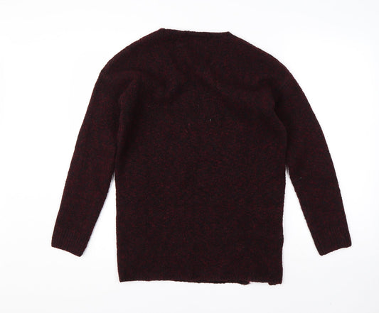 Papaya Womens Red V-Neck Acrylic Pullover Jumper Size S