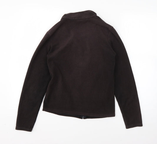 M&S Womens Black High Neck Polyester Full Zip Jumper Size 8