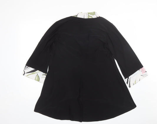 Nicole Collection Womens Black Collared Polyester Shrug Jumper Size M