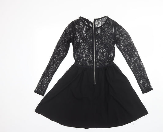 AFFAIR Womens Black Polyester Shift Size 6 Round Neck