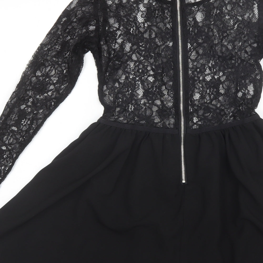 AFFAIR Womens Black Polyester Shift Size 6 Round Neck