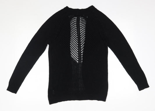 Select Womens Black V-Neck Acrylic Cardigan Jumper Size 6