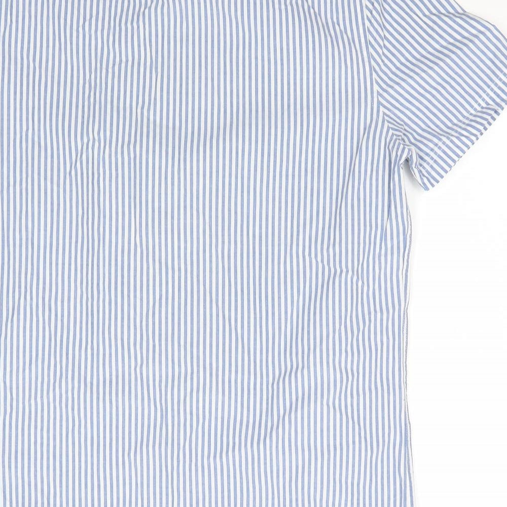 NEXT Mens Blue Striped Cotton Button-Up Size S Collared - Buttoned Collar