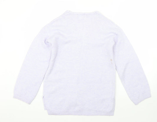 M&S Womens Purple V-Neck Acrylic Pullover Jumper Size XS