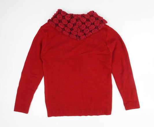 PURE&NATURAL Womens Red Roll Neck Acrylic Pullover Jumper Size M