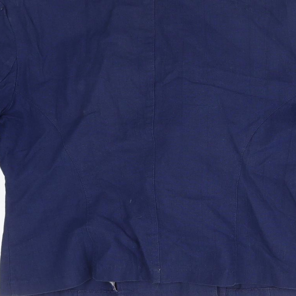 ST MICHAEL Womens Blue Cotton Jacket Suit Jacket Size 14
