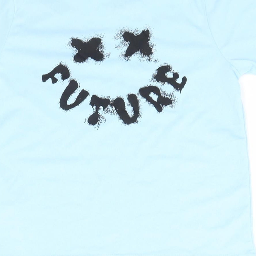 SheIn Boys Blue Polyester Basic T-Shirt Size 6-7 Years Round Neck - Future