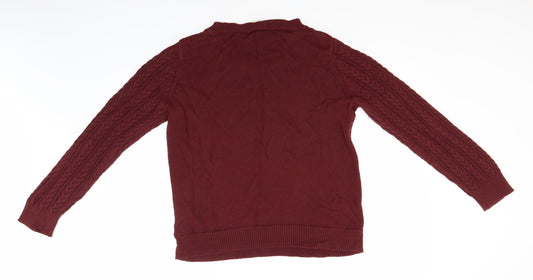 H&M Mens Red Round Neck Acrylic Pullover Jumper Size L