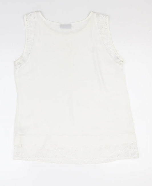 Wallis Womens White Polyester Basic Tank Size 12 Round Neck