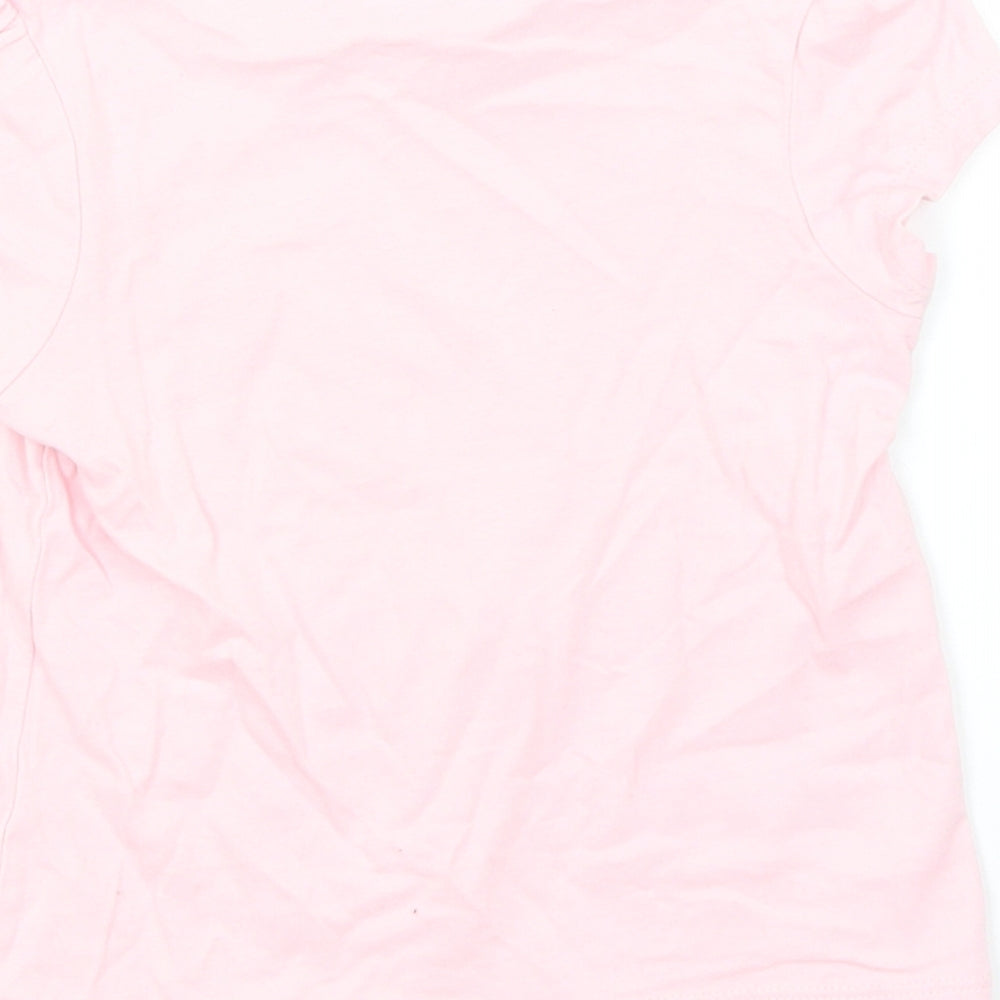 George Girls Pink Cotton Basic T-Shirt Size 3-4 Years Round Neck - Pineapple