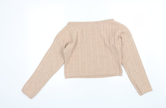 Lasula Womens Pink Round Neck Acrylic Pullover Jumper Size S
