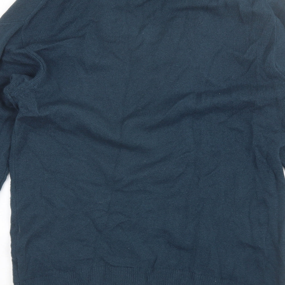 Berkertex Mens Blue V-Neck Wool Pullover Jumper Size S